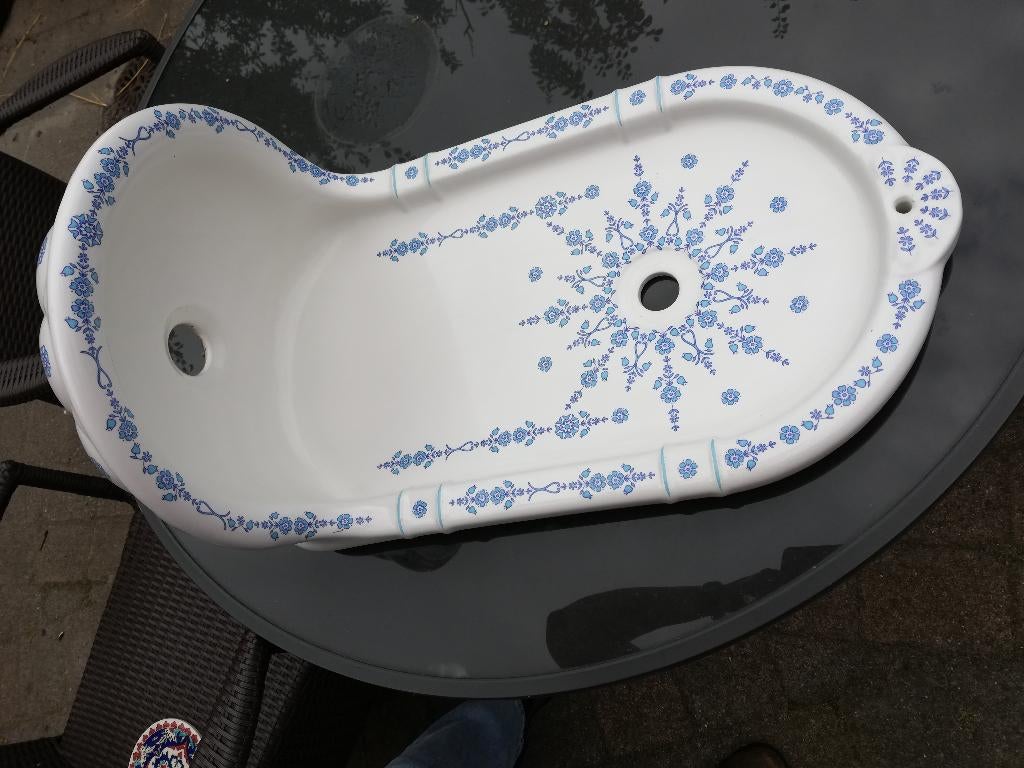 Supermooi fonteintje hoge rug blauw/turquoise decor, Ophalen, Zo goed als nieuw, Blauw