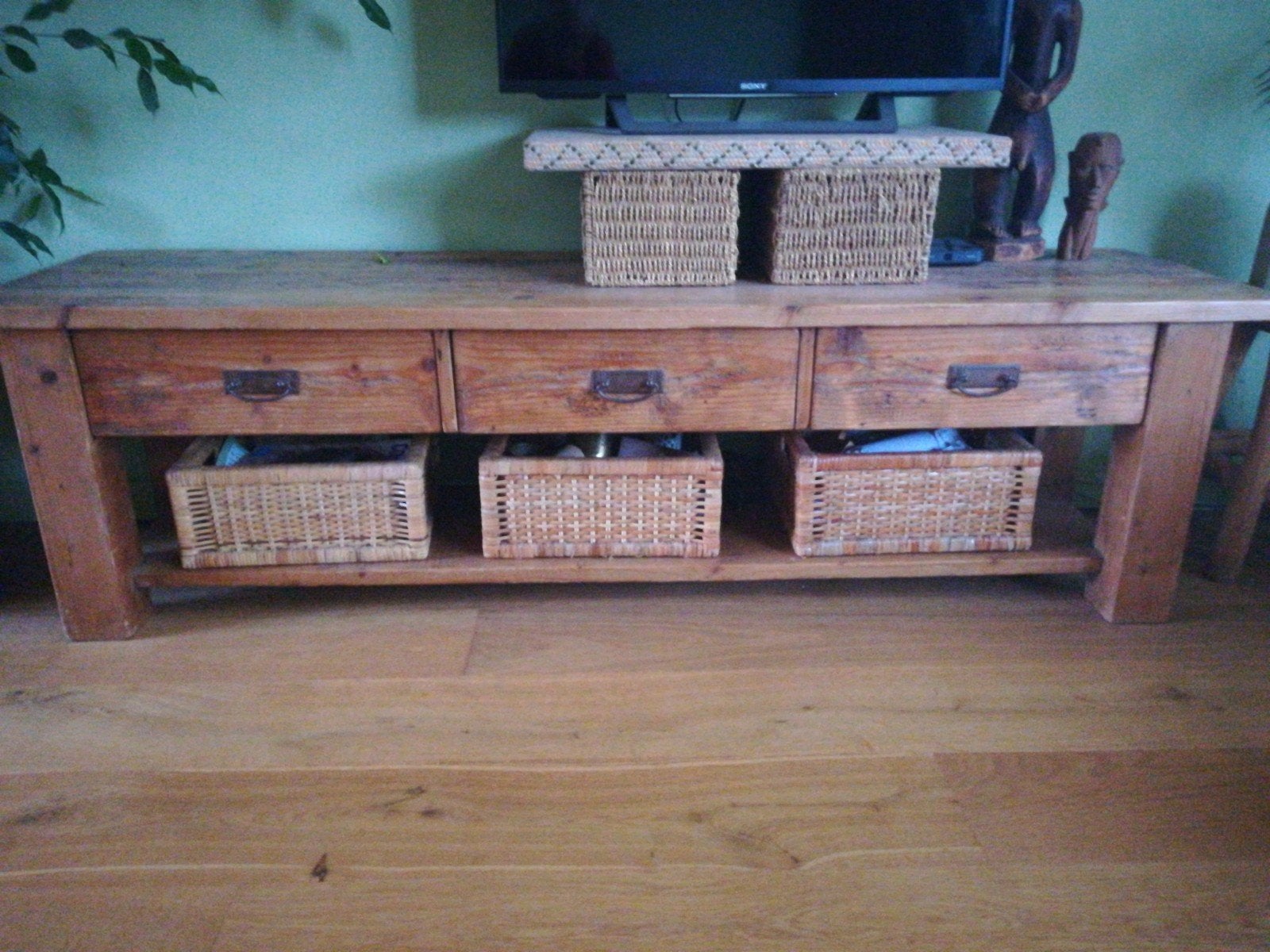Teak houten salontafel en tv-meubel set, Huis en Inrichting, Ophalen, Gebruikt, 100 tot 150 cm, 150 tot 200 cm