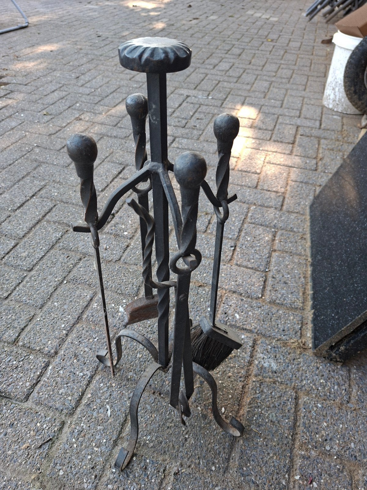 Smeedijzeren haardstel - Vintage en robuust, Ophalen of Verzenden, Gebruikt, Vrijstaande haard, Overige soorten