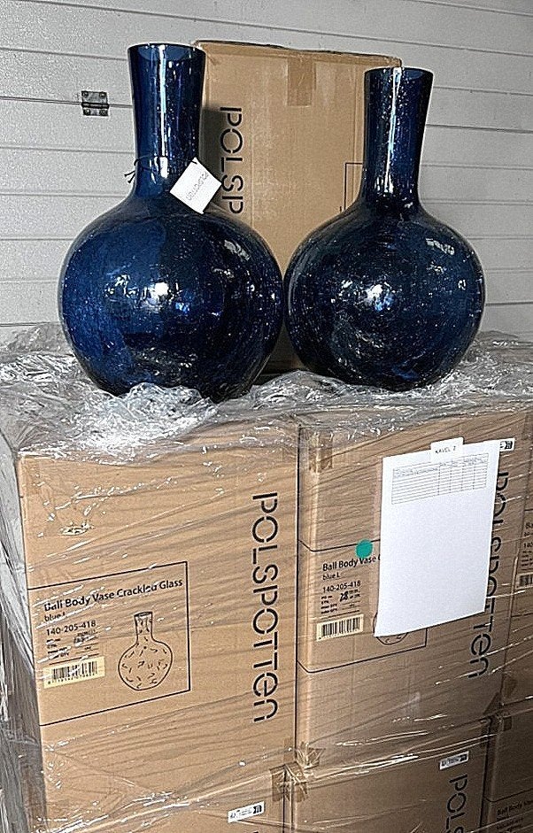 15 nw. L. gecraquel. Polspotten Ball Body vazen totaal € 600, Huis en Inrichting, Ophalen, Blauw, Nieuw, Modern
