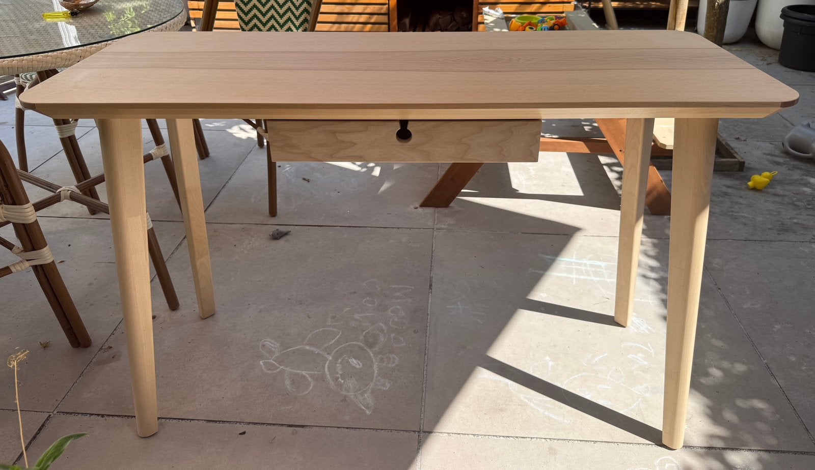 IKEA Lisabo Desk, 118x45cm, Beige, Ophalen, Hout, Schoolbureau, Zo goed als nieuw