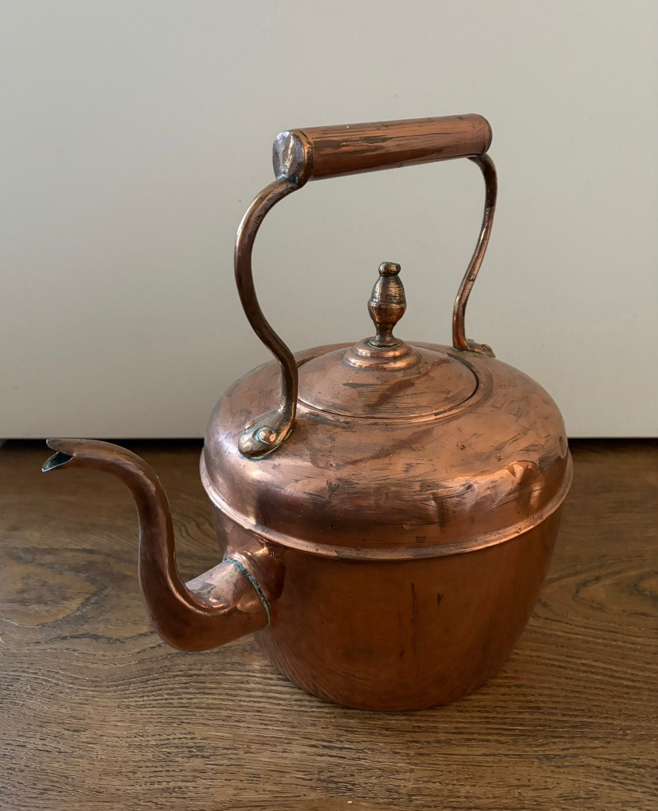 Antieke koperen theeketel met handvat, Antiek en Kunst, Ophalen of Verzenden, Koper