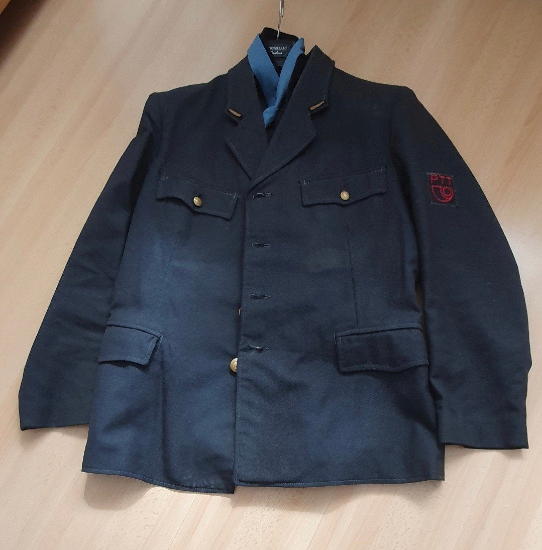 Vintage PTT Uniform Jas - broek Maat L, Zwart, Ophalen of Verzenden, Zo goed als nieuw, PTT