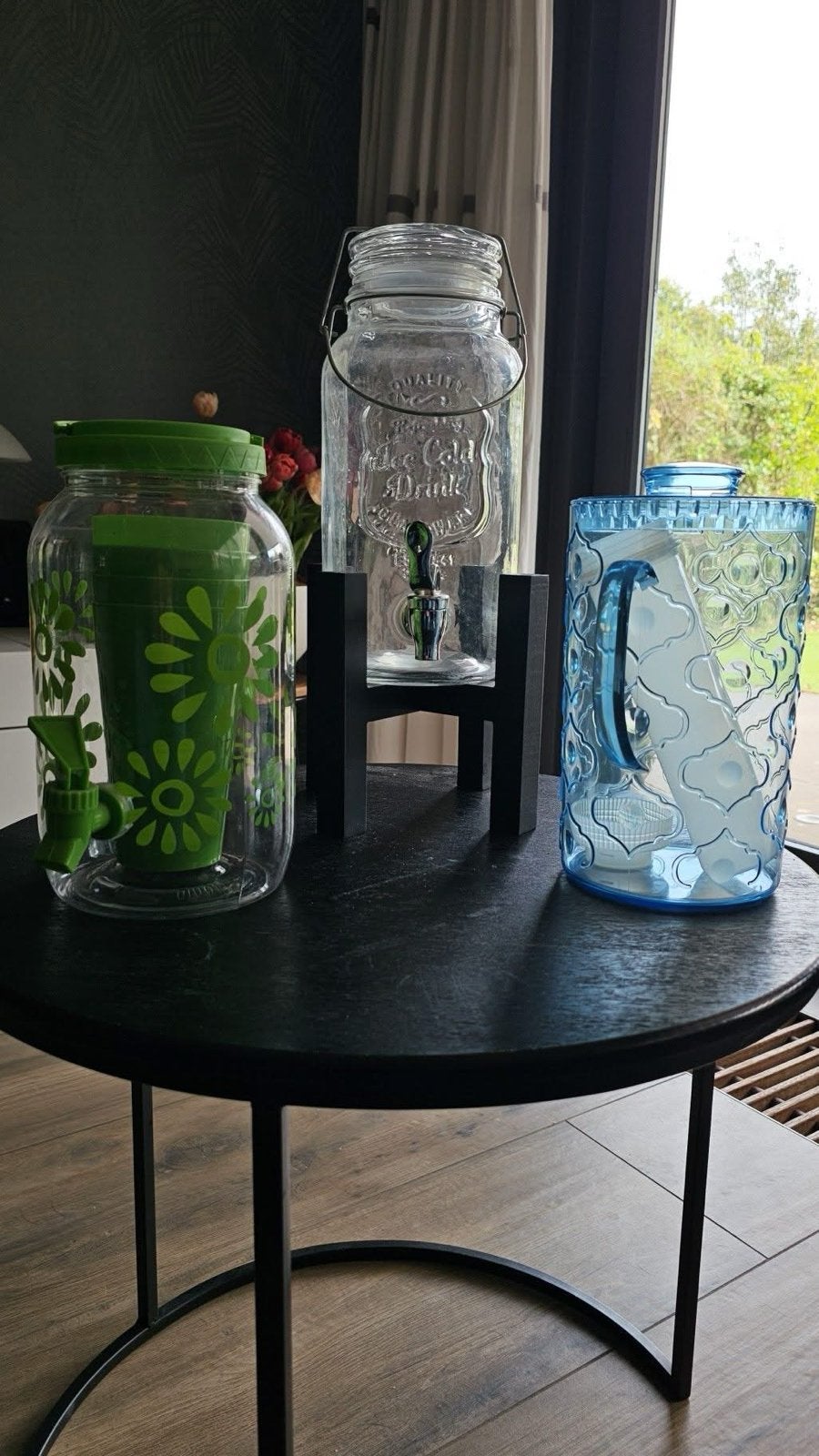 Drankdispensers - 3 stuks, Ophalen of Verzenden, Zo goed als nieuw, Groen, Glas