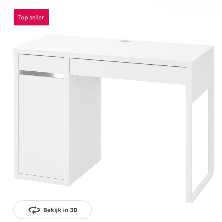 IKEA Micke bureau 105 x 50 cm wit, Ophalen, Gebruikt, Met lades, Spaanplaat of MDF