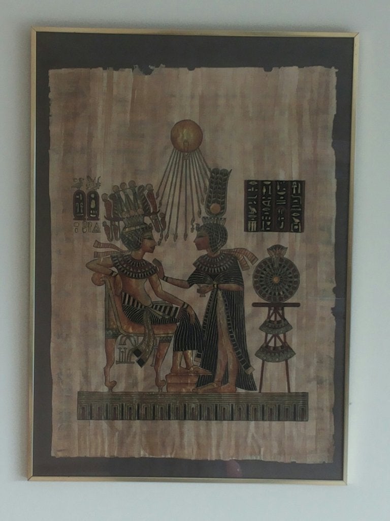 Egyptische prent op "papyrus", Gebruikt, Ophalen of Verzenden, Afrikaans, 50 cm