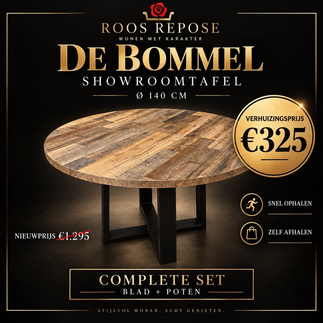 De Bommel Showroomtafel van Mango Hout Ø140 cm |, Huis en Inrichting, Ophalen, Rond, Nieuw, Li