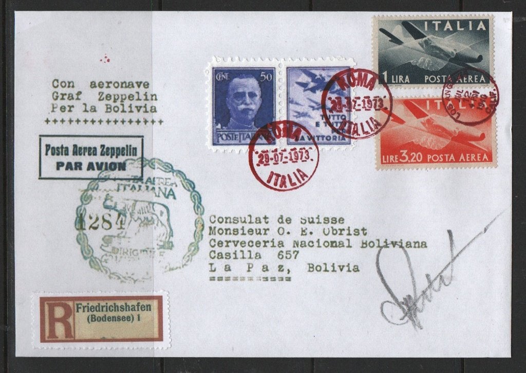 X48) brief ZEPPELIN ITALIE privé-editie, Verzenden, Gestempeld