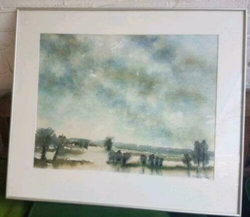 Prachtige aquarel Petrus Kuiters Hollands Landschap, Ophalen