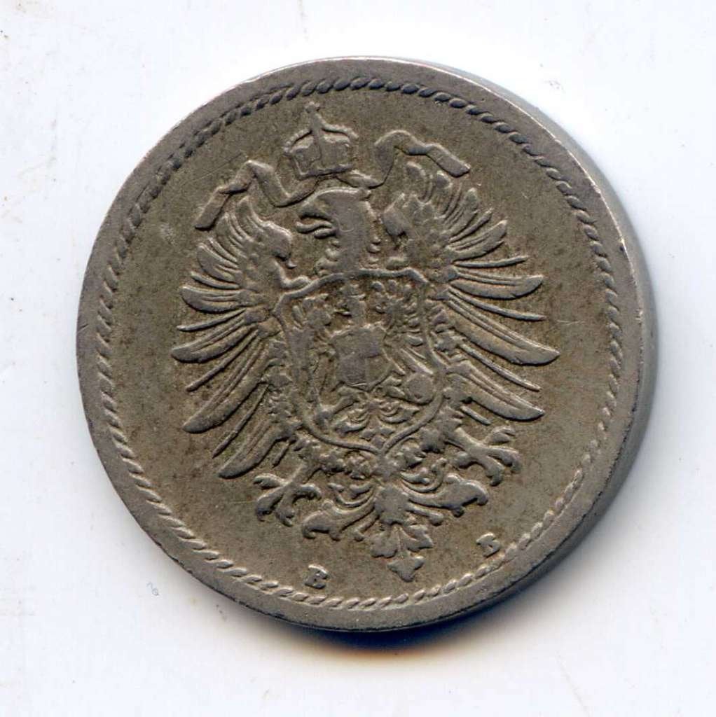 Duitsland 5 Pfennig 1875 B, Ophalen of Verzenden, Duitsland