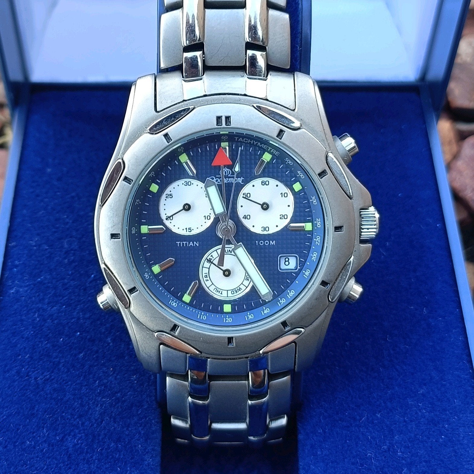 Vintage Heren Horloge Rochemont Chronograaf Alarm Zie Fotos, Sieraden, Tassen en Uiterlijk, Overige merken, Overige materialen