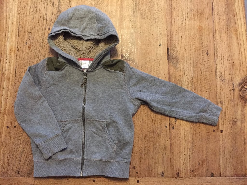 Carter's trui, maat 110 (5T), grijs met groen capuchon vest, Gebruikt, Trui of Vest, Ophalen of Verzenden, Carter's