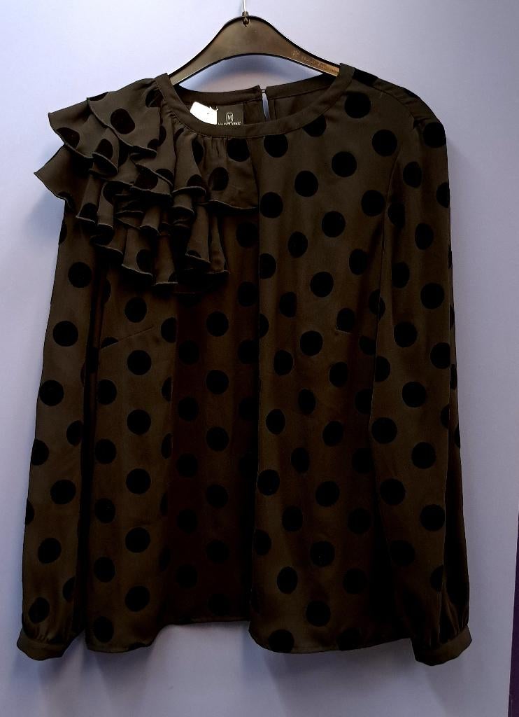 Madeleine blouse zwart + fluwelen polkadots mt 42 nr 40345