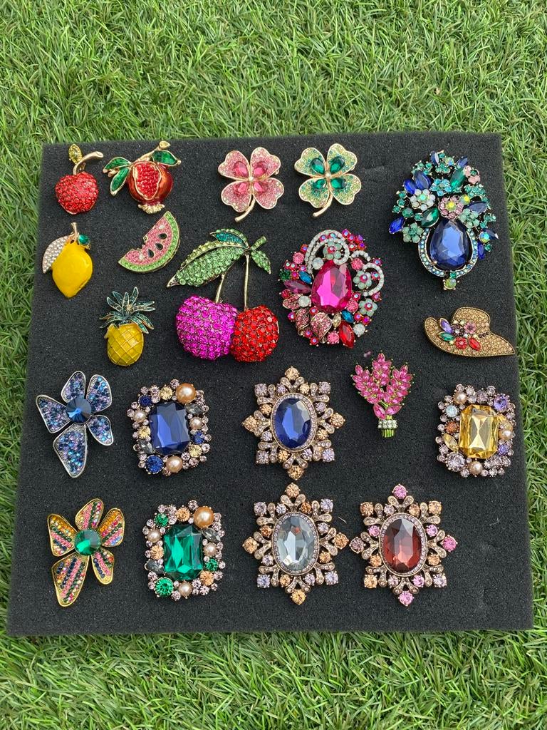 Broche - hart strik dier statement ster libelle vlinder, Met kristal, Overige materialen, 4 tot 7 cm, Overige kleuren