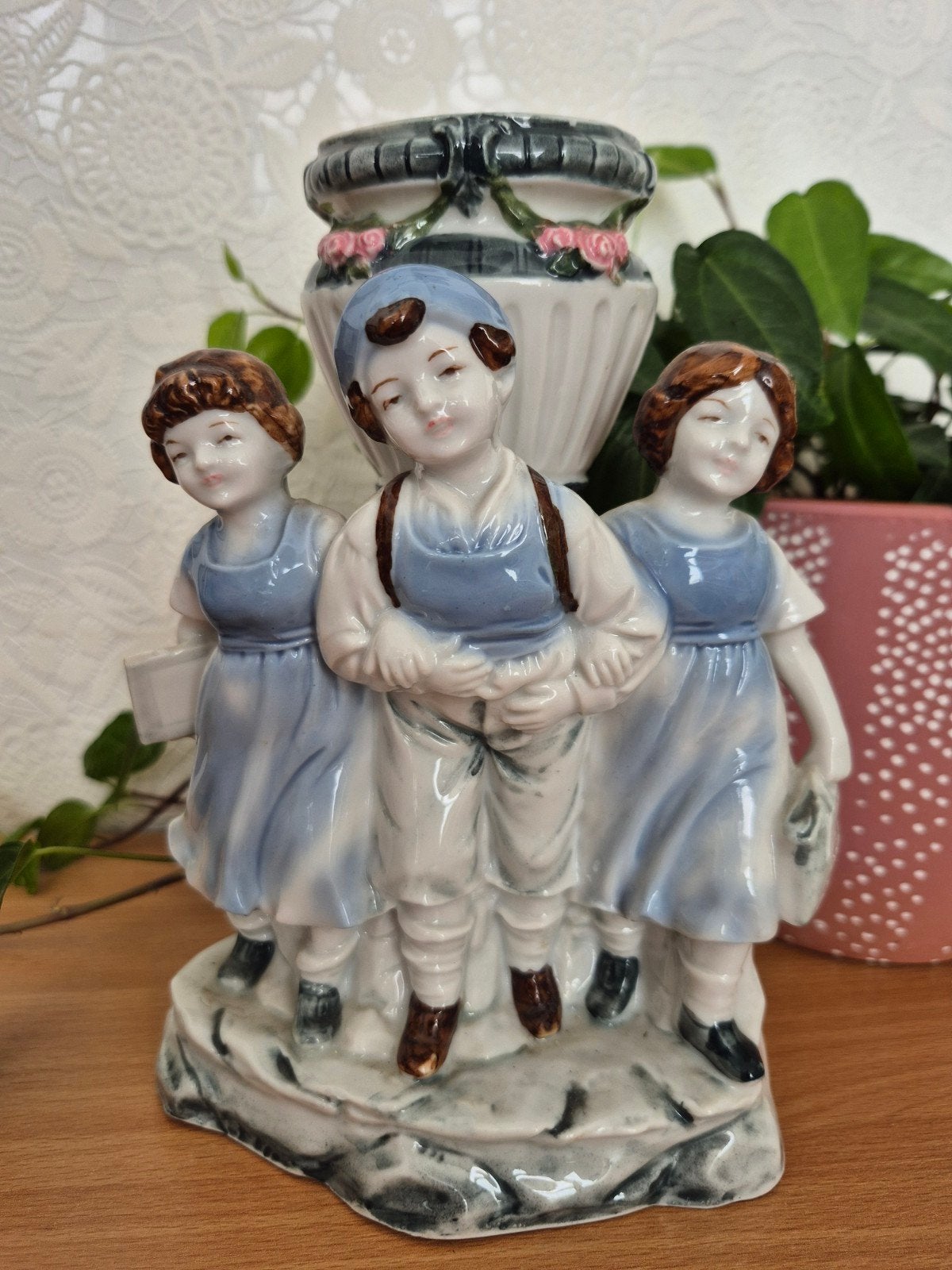 Vintage, art nouveau jugendstil stijl, porselein beeld vaas, Antiek en Kunst, Antiek | Porselein, Ophalen of Verzenden
