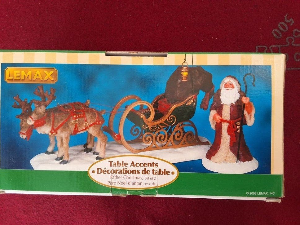 Lemax arreslee met kerstman in doos, kerstdorp, kerst, Ophalen of Verzenden