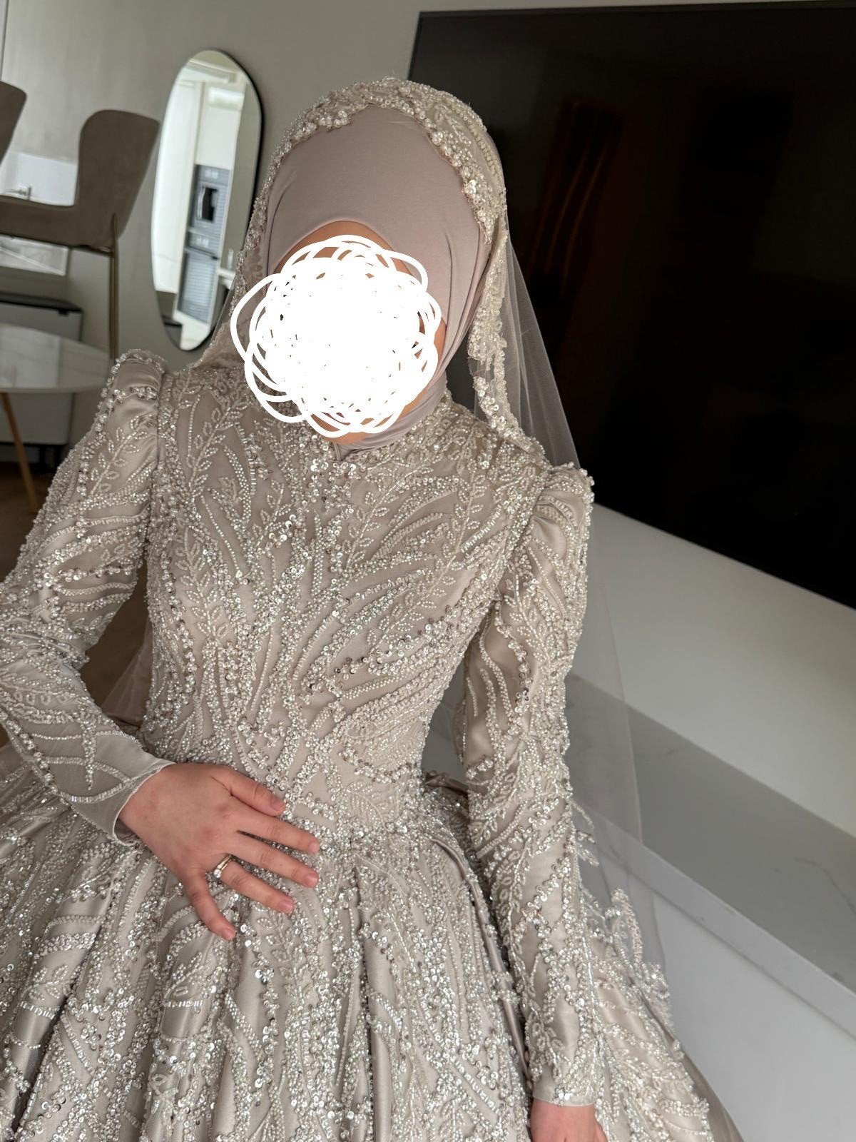 beige trouwjurk, Ophalen of Verzenden, Zo goed als nieuw, Beige, Trouwjurk