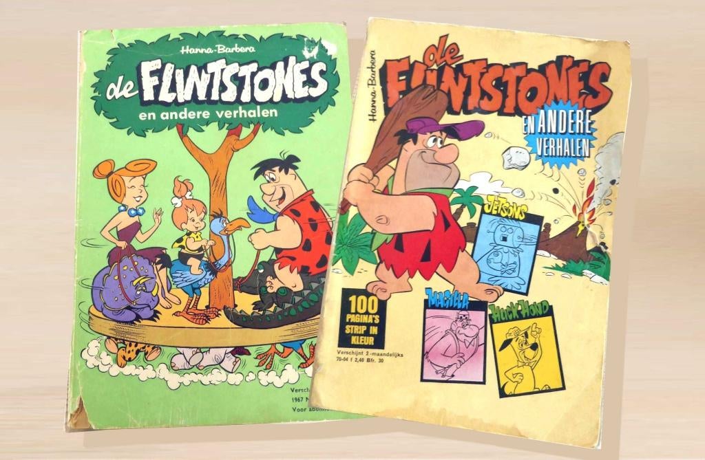 Flintstones stripboeken 1967 & 1970, Hanna Barbera, vintage, Gelezen, Ophalen of Verzenden, Hanna-Barbera, Meerdere stripboeken
