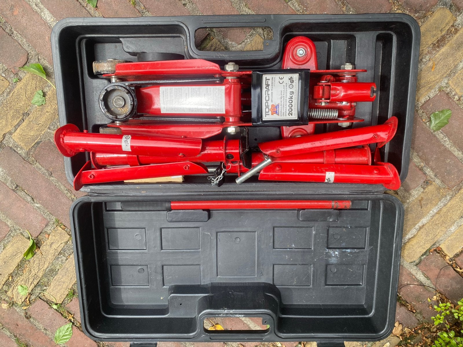 Auto krik 2000 kg met 2 assteunen - Hydraulische Rolkrik, Auto diversen, Krikken, Ophalen, Gebruikt, Hydraulisch, Garagekrik