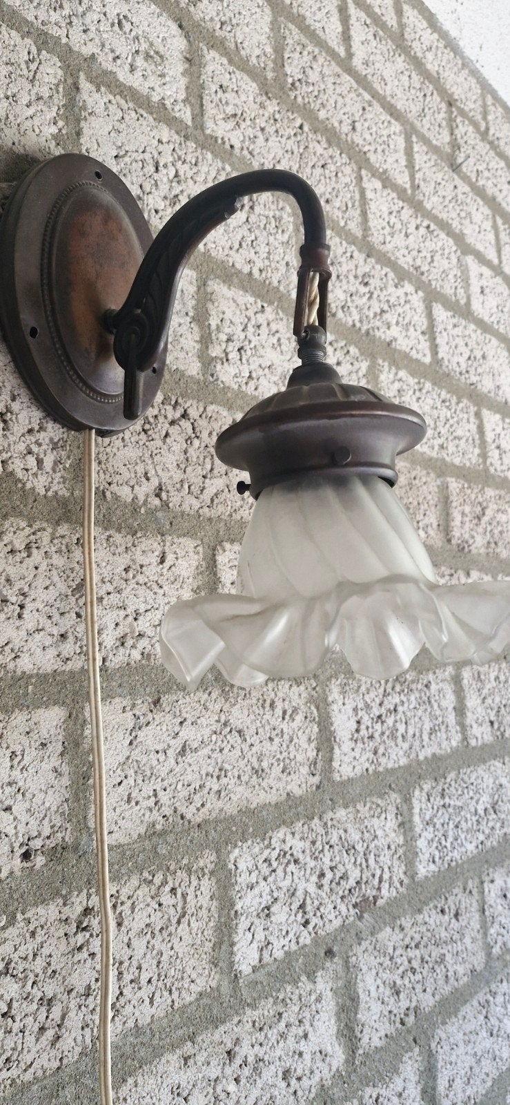 Vintage art deco lamp, Huis en Inrichting, Lampen | Wandlampen, Ophalen of Verzenden, Gebruikt, Glas, Vintage, Klassiek