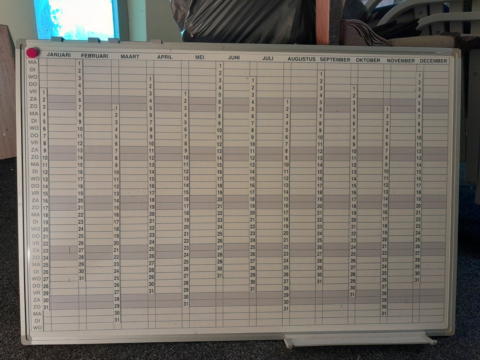Magneet jaarplanner, Ophalen, Jaarkalender