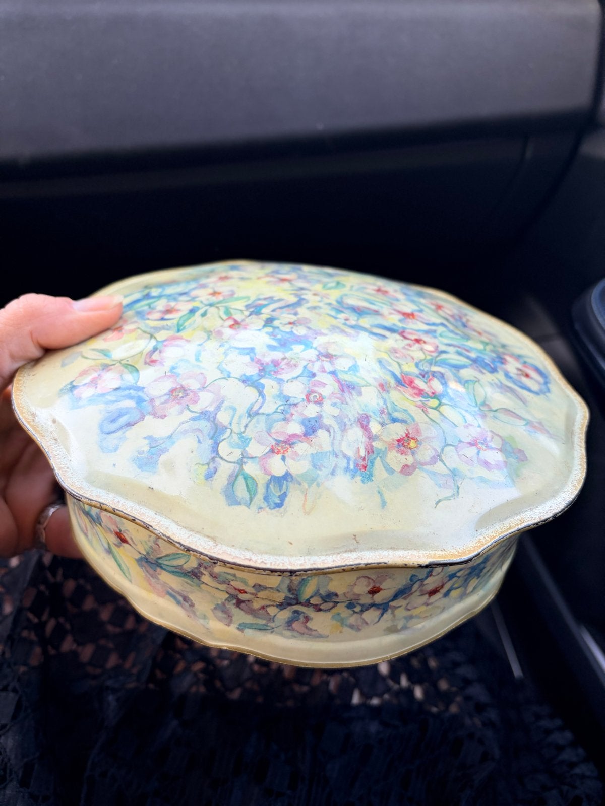 Vintage bloemen koektrommel, Ophalen of Verzenden