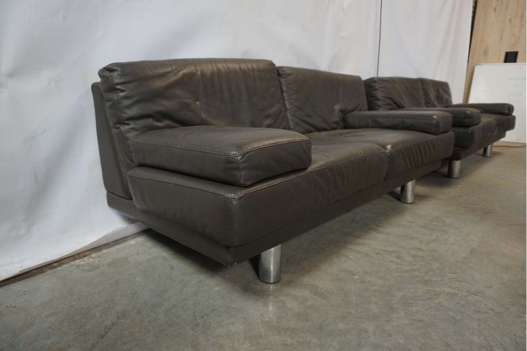 2x Leren bank bankstel Donkerbruin | elk 185 cm breed, Niet ingevuld, Gebruikt, Minder dan 75 cm, 150 tot 200 cm