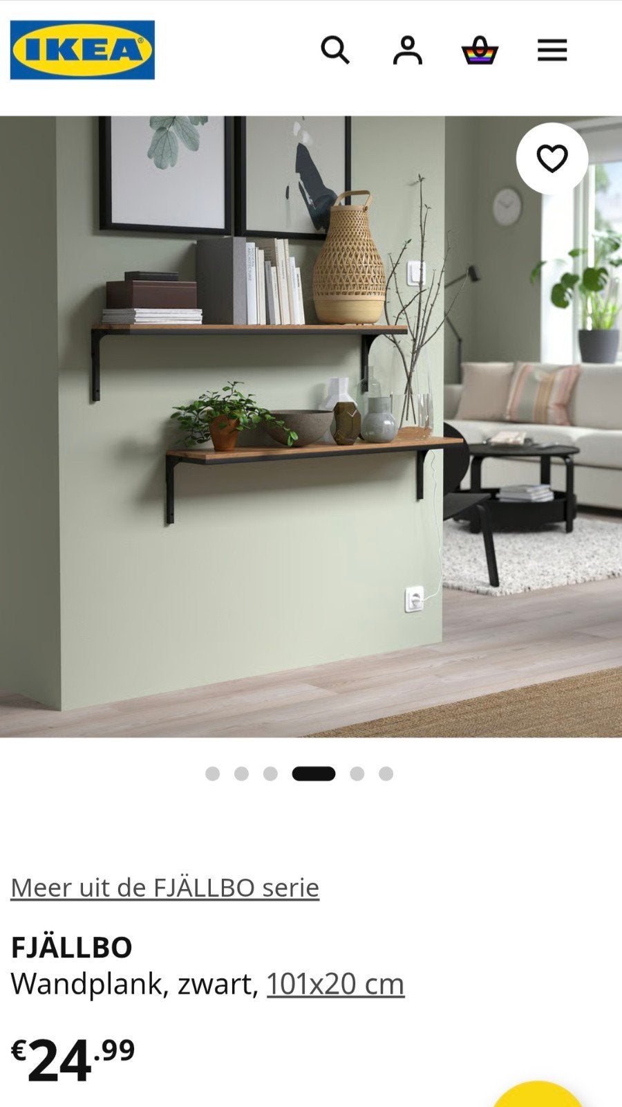 2x IKEA FJÄLLBO Wandplank, zwart, 101x20 cm, Ophalen of Verzenden, Gebruikt