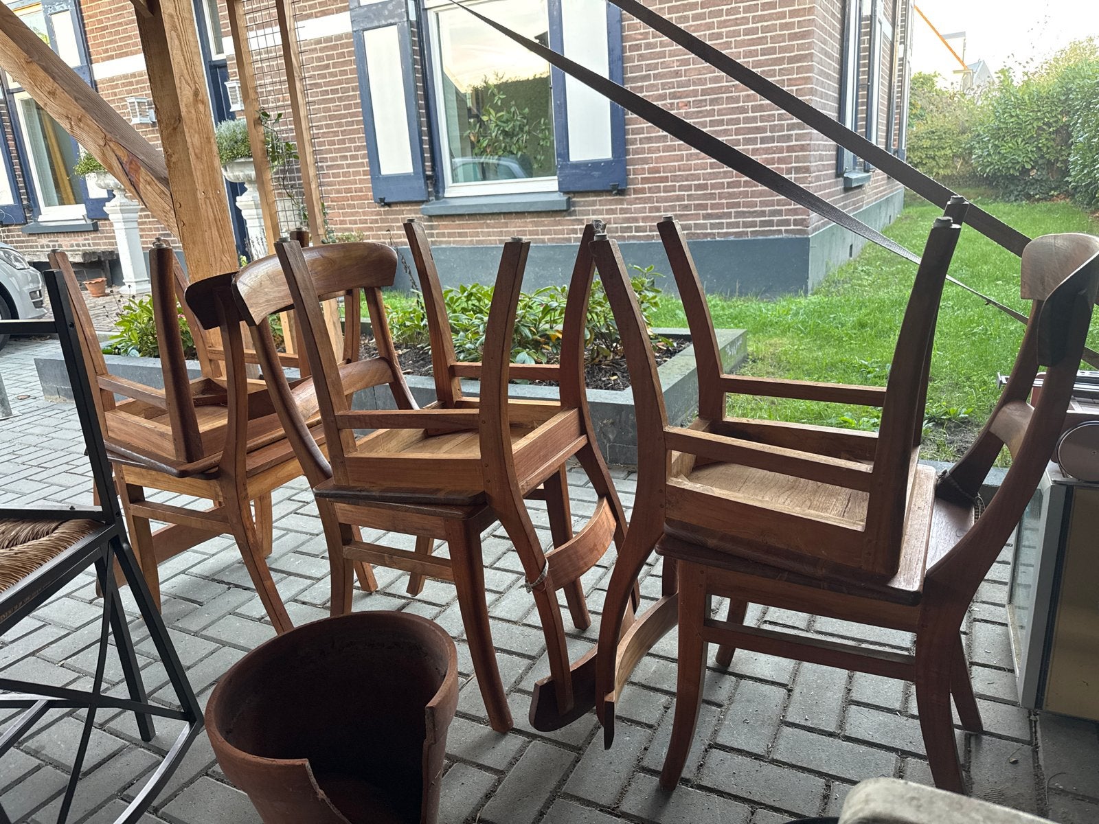 Set van 6 teakhout stoelen in goede staat, Ophalen of Verzenden