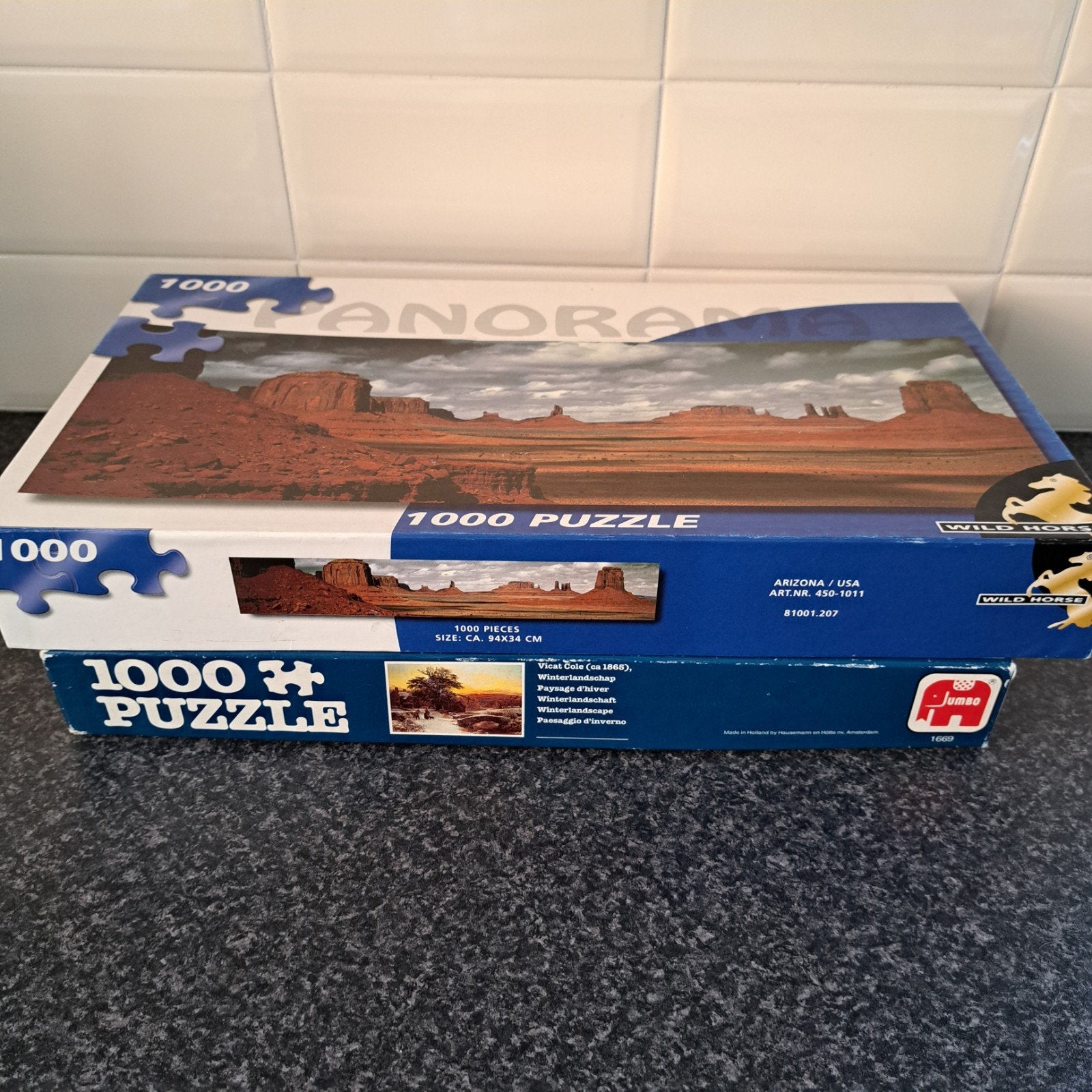 2x Legpuzzel van 1000 stukjes, Ophalen, 500 t/m 1500 stukjes, Gebruikt, Legpuzzel