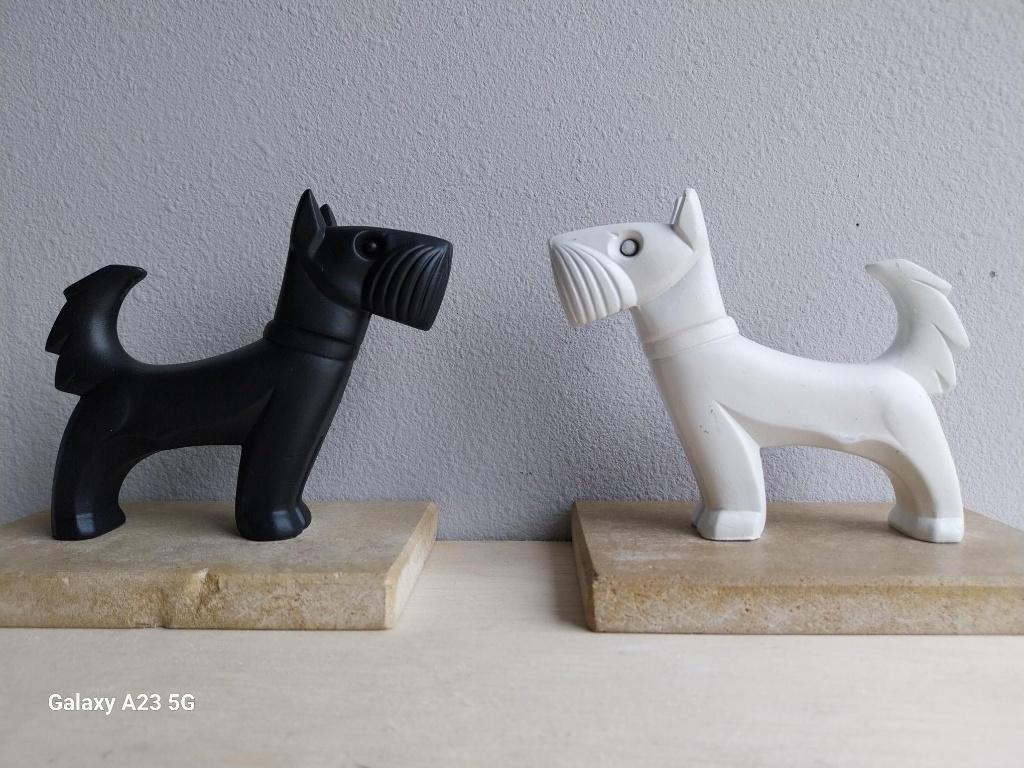 Vintage Scottie honden boekensteunen Mid Century natuursteen, Ophalen of Verzenden