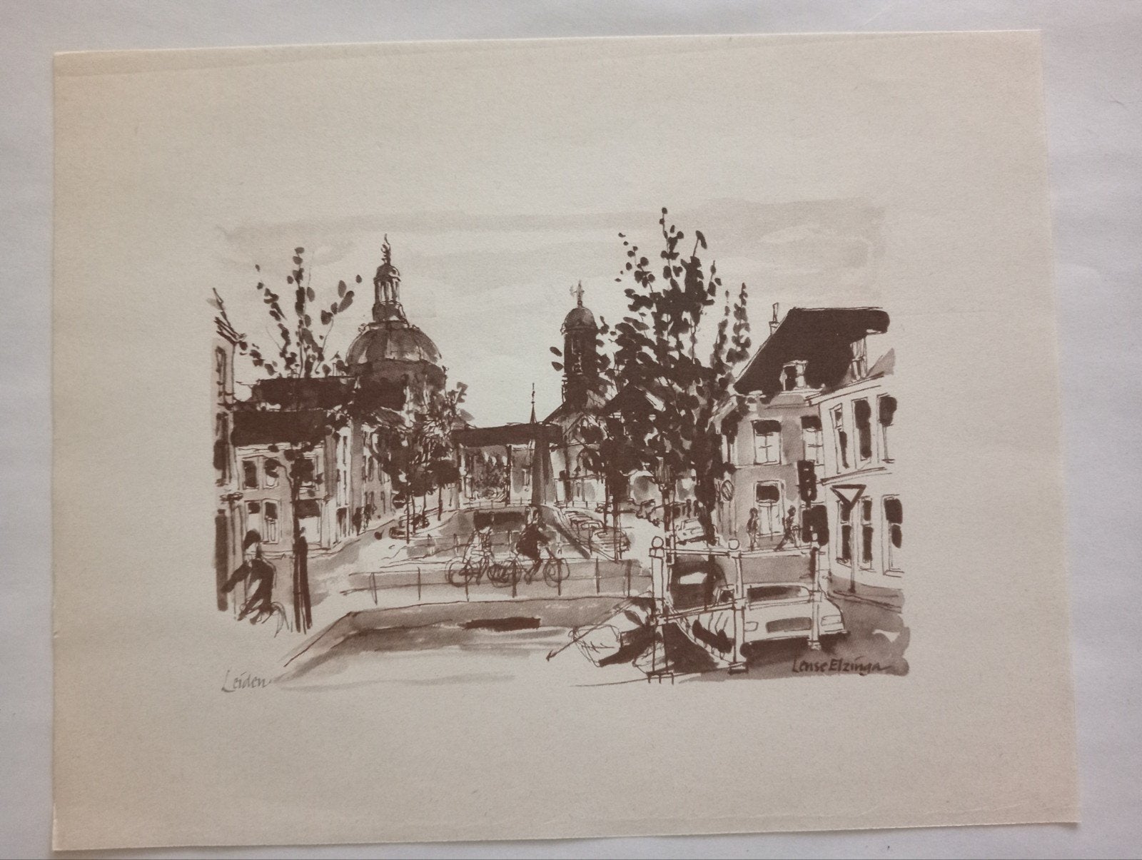 Leiden offset prent, Ophalen of Verzenden, Voor 1940, Gebruikt, Overige onderwerpen