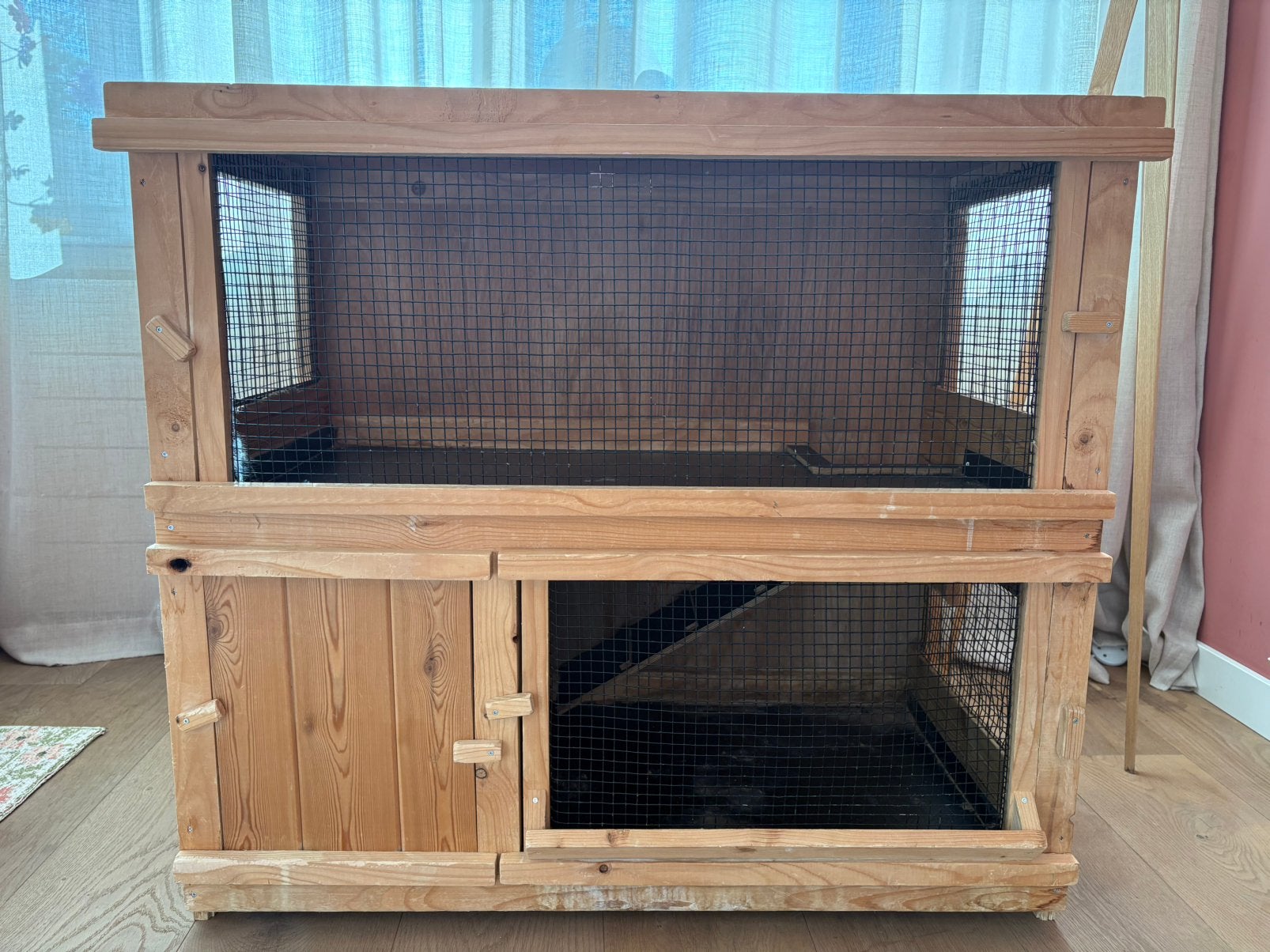 Konijnenhok binnen hout 2 verdiepingen, Ophalen, Gebruikt, 90 cm of meer, Konijn