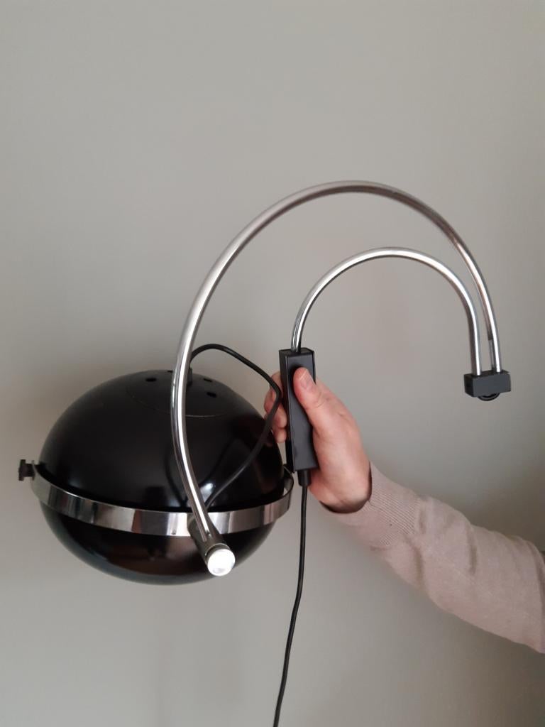Vintage Dijkstra (stijl) wandlamp, zwart met chroom, Ophalen