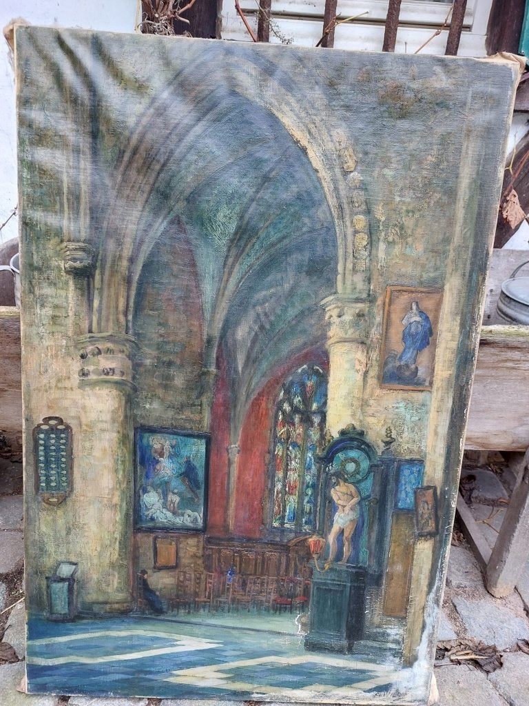 oude schilderij Dendermonde, begin 1900, Ophalen