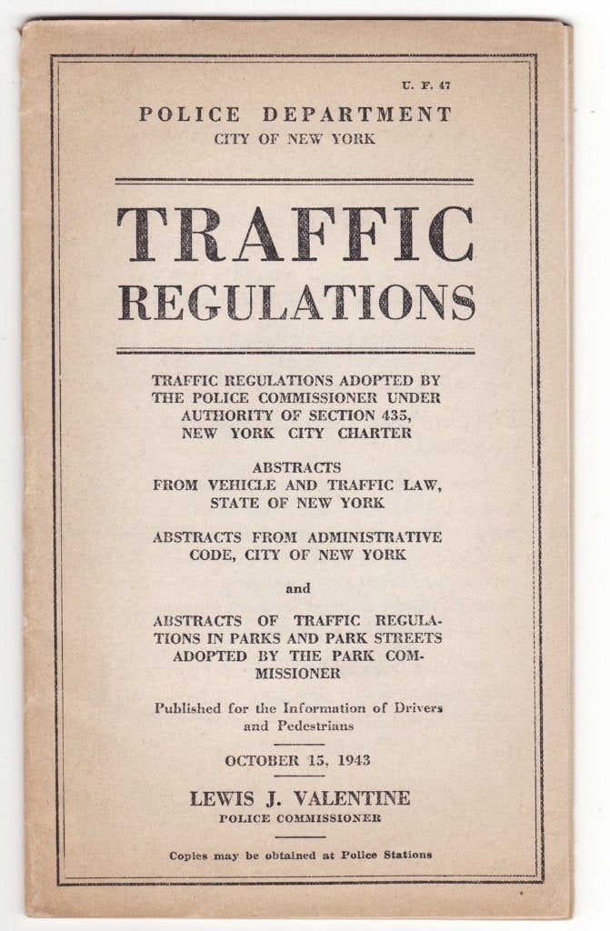 New York Police Department 1943 Traffic Regulations, Verzenden, Gelezen