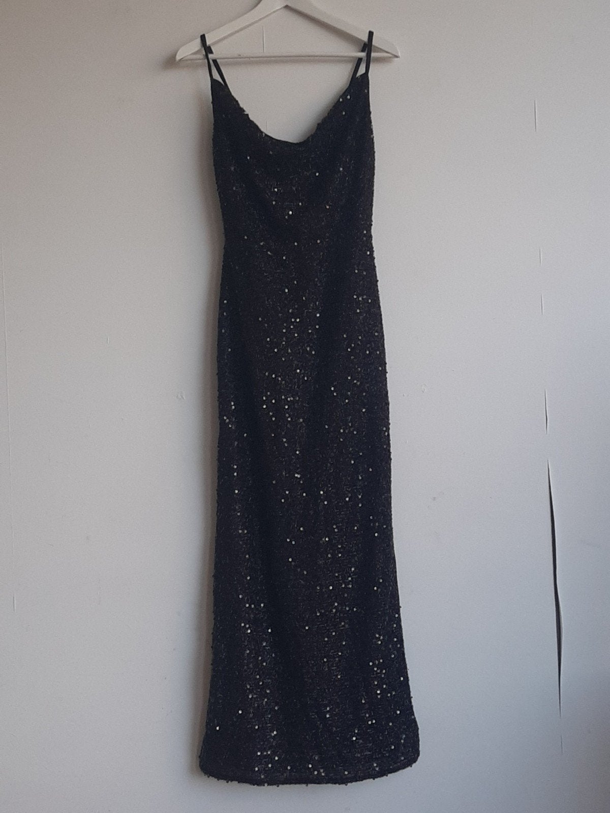 Mooie Zwarte Gala jurk met Pailletten - Maat S, Zwart, Ophalen of Verzenden, Zo goed als nieuw, Maat 36 (S)