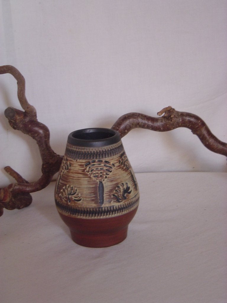 Vintage keramisch vaasje W.Germany sgraffito 272-12, Antiek en Kunst, Ophalen of Verzenden
