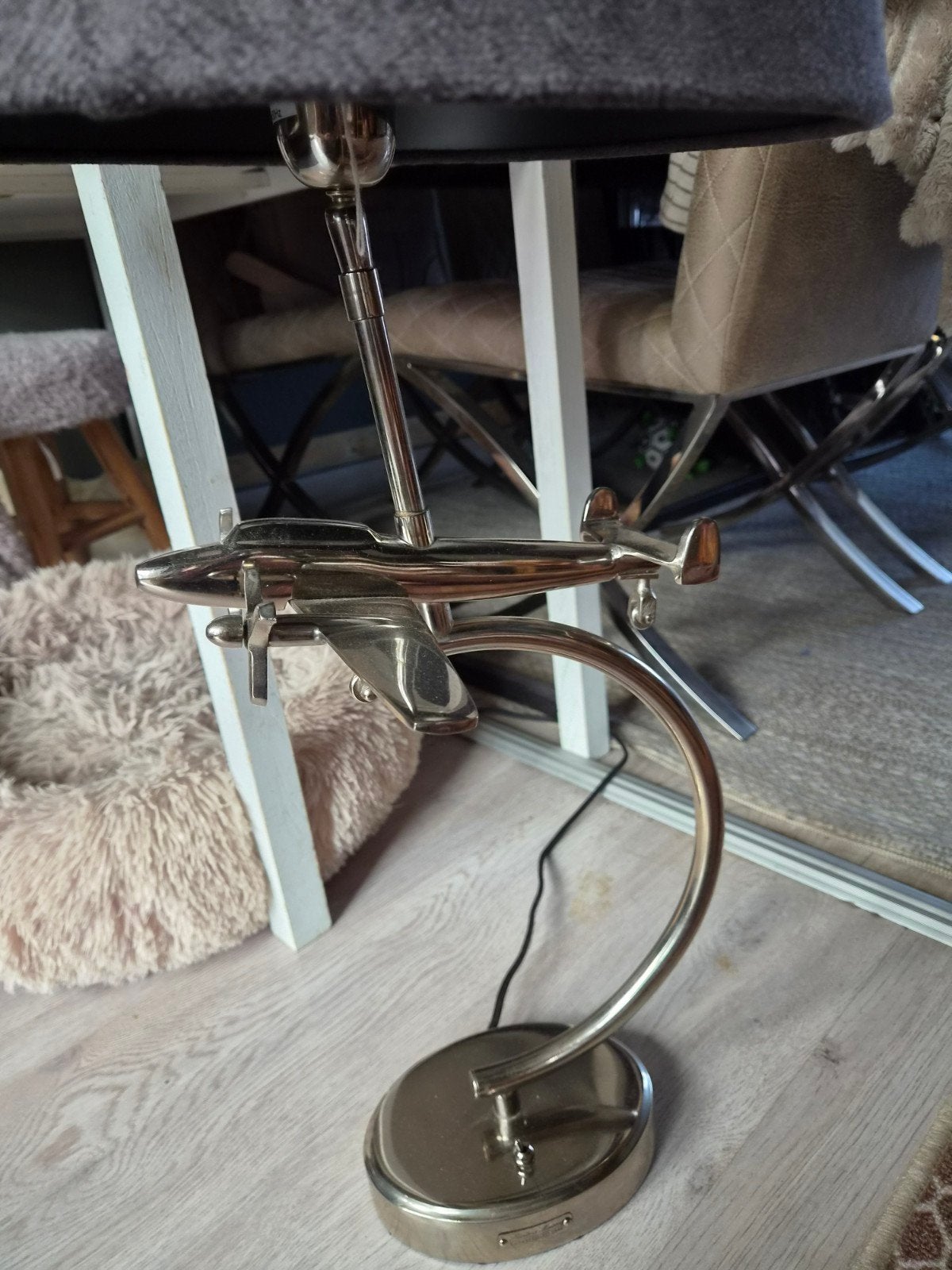 Rivièra Maison Vliegtuiglamp met Kap, Ophalen of Verzenden, Zo goed als nieuw, Zilver, Metaal