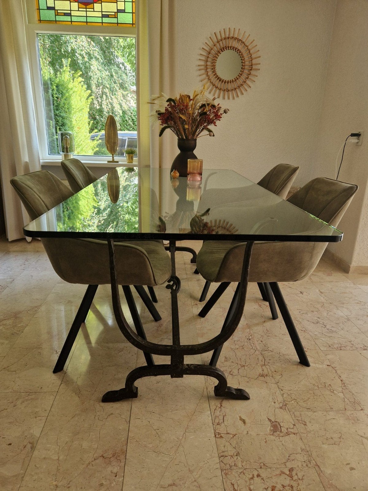 luxe design glazen eetkamer tafel, Ophalen, 50 tot 100 cm, Zo goed als nieuw, Glas