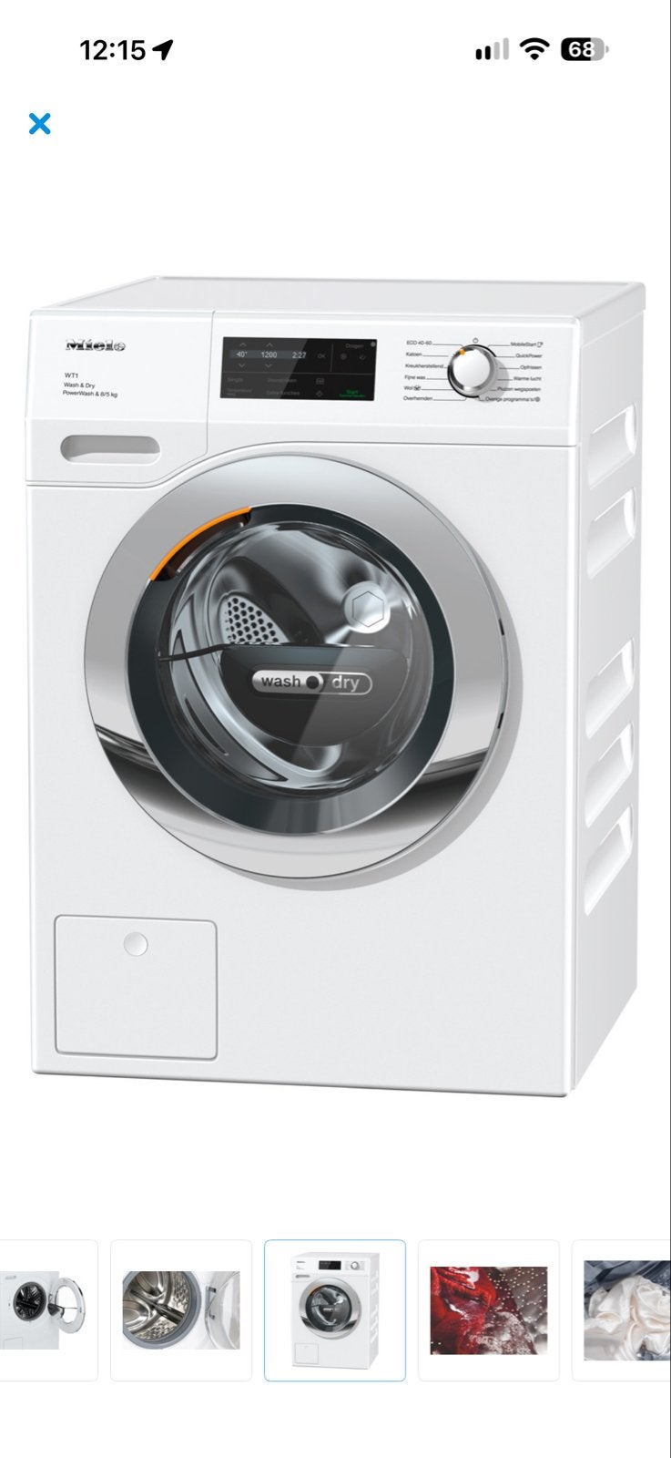 Miele WTI 370 WPM wasmachine/droger - Zo goed als nieuw, Witgoed en Apparatuur, Ophalen, Zo goed als nieuw, 85 tot 90 cm, 1200 tot 1600 toeren