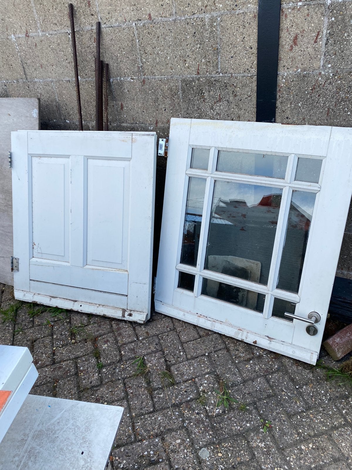 Hardhouten deur uit 2 delen, Doe-het-zelf en Verbouw, Kozijnen en Schuifpuien, 75 tot 150 cm, Deurkozijn, Ophalen of Verzenden