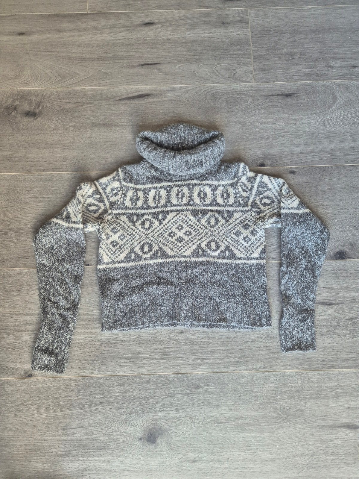 H&M Coltrui Maat XS | Grijs Wit Gebreide Trui Skitrui Noors, H&M, Ophalen of Verzenden, Zo goed als nieuw, Maat 34 (XS) of kleiner