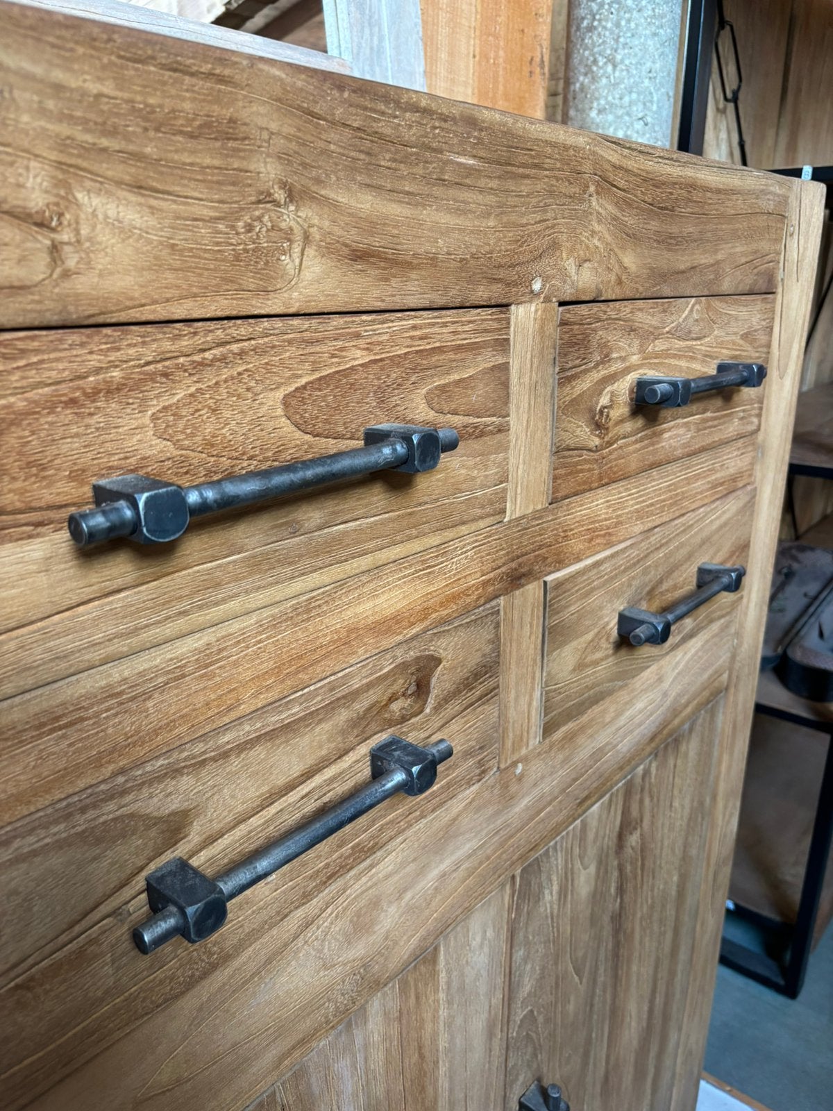 Teakhouten kast topkwaliteit met lades en deuren, Ophalen, Teakhout, Hoevesteenwijkerwold@gmail.com, 25 tot 50 cm