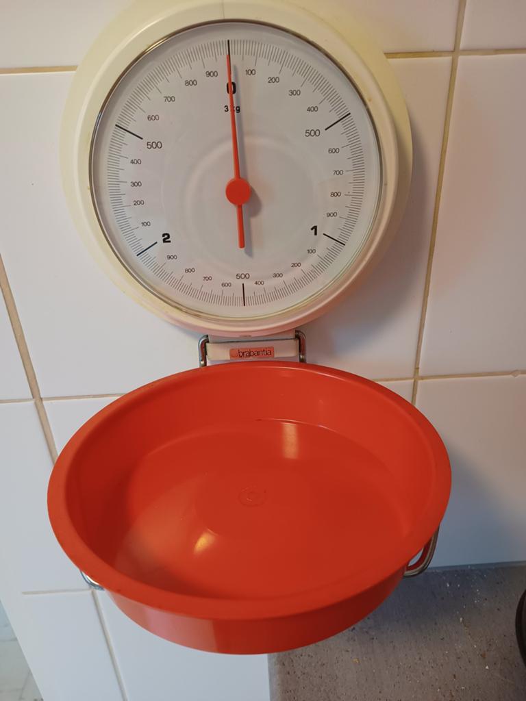 Vintage Brabantia Wandweegschaal Jaren '60 Oranje, Ophalen of Verzenden