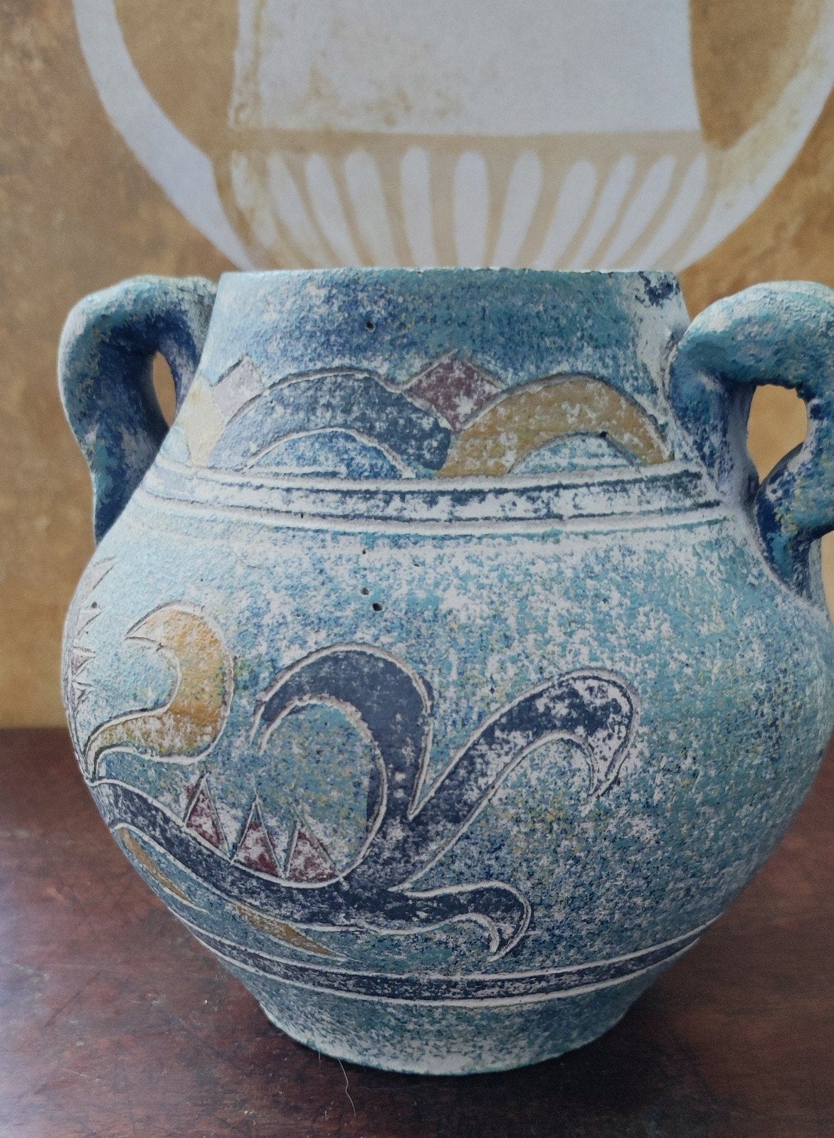 Vintage Griekse kruik, aardewerk, prachtige kleuren., Ophalen