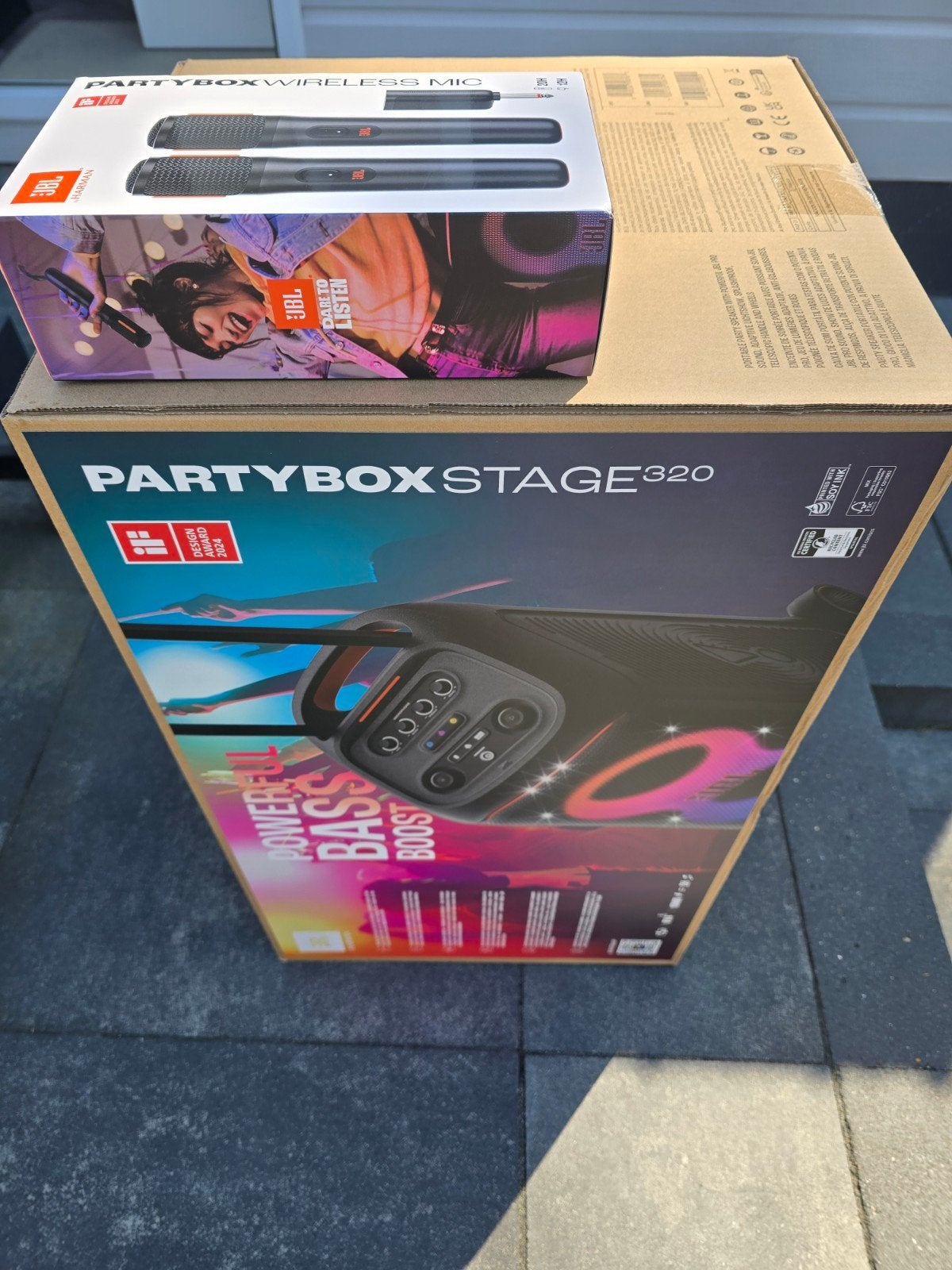 JBL PartyBox Stage 320 met draadloze microfoons, Audio, Tv en Foto, Luidsprekers, JBL, Party speaker, Nieuw, Inclusief microfoon