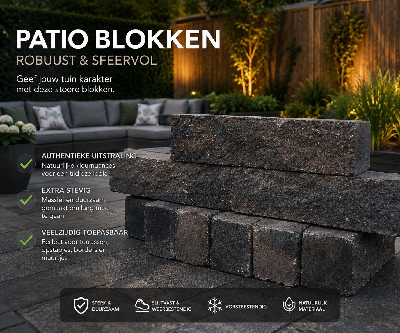 Patioblokken / Stapelblokken12 x 12 x 60 cm, Ophalen of Verzenden, Zo goed als nieuw