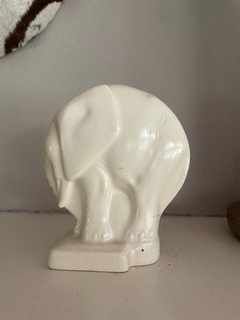 Art deco Olifant Chris van der Hoef - Hille Zaandam (1951), Wit, Beeld, Ophalen of Verzenden, 10 cm