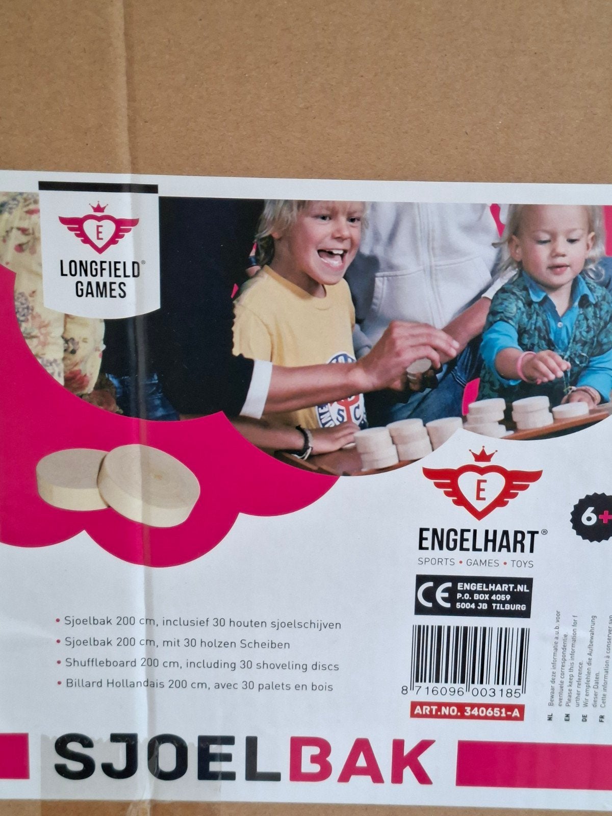 Sjoelbak Wedstrijd 200 cm met 30 sjoelschijven, Hobby en Vrije tijd, Gezelschapsspellen | Bordspellen, Vijf spelers of meer, Ophalen